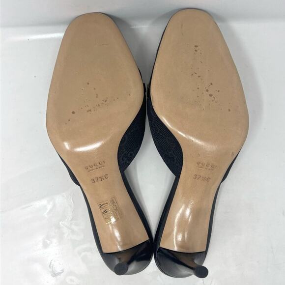 Gucci Retro Monogram Canvas Mule Pumps with Horsebit Chain – Size 37.5C - Picture 9 of 10